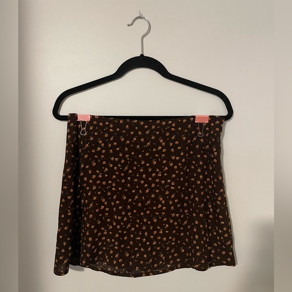 Floral Printed Brown Skirt - Garage - Picture 1 of 1